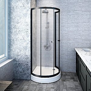 Душевой уголок Радомир Стронг 110x110 с поддоном, черный профиль/стекло матовое купить в интернет-магазине Sanbest