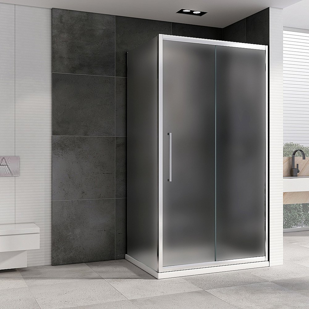 Душевой уголок ABBER Schwarzer Diamant AG30150MH-S75M 150x75 стекло матовое/профиль хром купить в интернет-магазине Sanbest