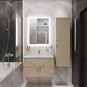 Тумба с раковиной подвесная Grossman ЛУКСОР 80 с 2-я ящ, бежевая матовая для ванной в интернет-магазине Sanbest