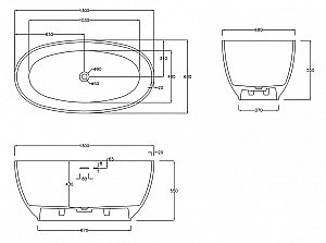 Ванна из искусственного камня ABBER Stein AS9641-1.3 130х68 белая матовая купить в интернет-магазине Sanbest