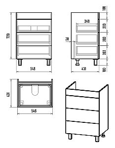 Тумба с раковиной Misty GLOSTER 06060-48-2 60 графит для ванной в интернет-магазине Sanbest