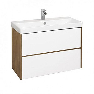 Тумба с раковиной Акватон Сканди 80 белая/дуб рустикальный для ванной в интернет-магазине Sanbest