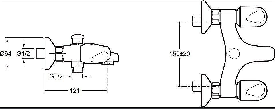Смеситель для ванны и душа Jacob Delafon GALEO E71920-CP купить в интернет-магазине сантехники Sanbest