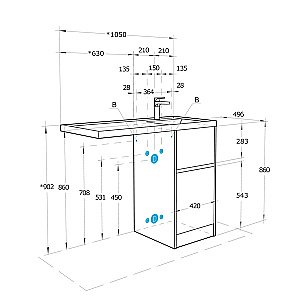 Тумба с раковиной Акватон Лондри 40 дуб рустикальный/белый для ванной в интернет-магазине Sanbest