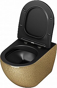 Унитаз подвесной Grossman Color GR-4411GBLS безободковый, с крышкой микролифт, золото/декор купить в интернет-магазине Sanbest