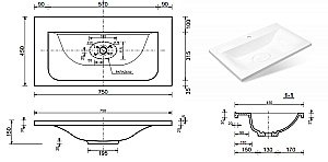 Раковина Эстет Бали 75 цвет по RAL купить в интернет-магазине Sanbest