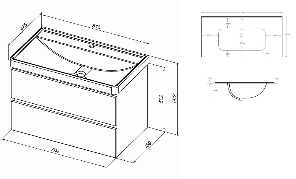Тумба с раковиной Aquanet Вега 80 329585 бежевая для ванной в интернет-магазине Sanbest