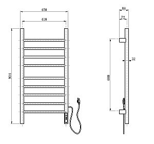 Полотенцесушитель электрический WONZON & WOGHAND BONN, Черный матовый (WW-AL409-MB) купить в интернет-магазине сантехники Sanbest