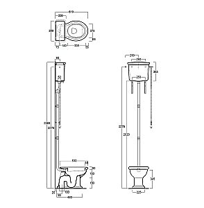 Унитаз SIMAS Lante LA01 с высоким бачком, белый/бронза купить в интернет-магазине Sanbest