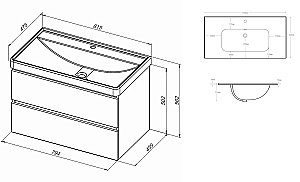 Тумба с раковиной Aquanet Вега 80 329585 бежевая для ванной в интернет-магазине Sanbest