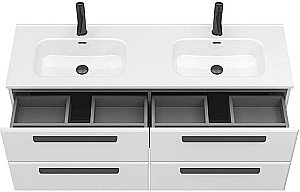 Тумба с раковиной Cezares ECO-CER-N 140 ECO-CER-N-1400-4C-SO-2-BL белая глянцевая для ванной в интернет-магазине Sanbest