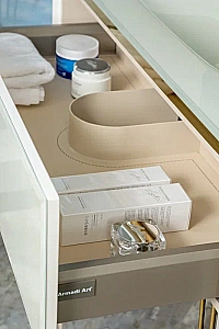 Консоль с раковиной и столешницей Armadi Art LUCIDO WHITE 100 жемчужный белый для ванной в интернет-магазине сантехники Sanbest