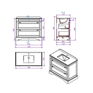 Тумба с раковиной Caprigo Greenwich 100 Белый для ванной в интернет-магазине Sanbest