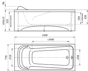 Акриловая ванна VANNESA Роза 169х77 с г/м Баланс купить в интернет-магазине Sanbest