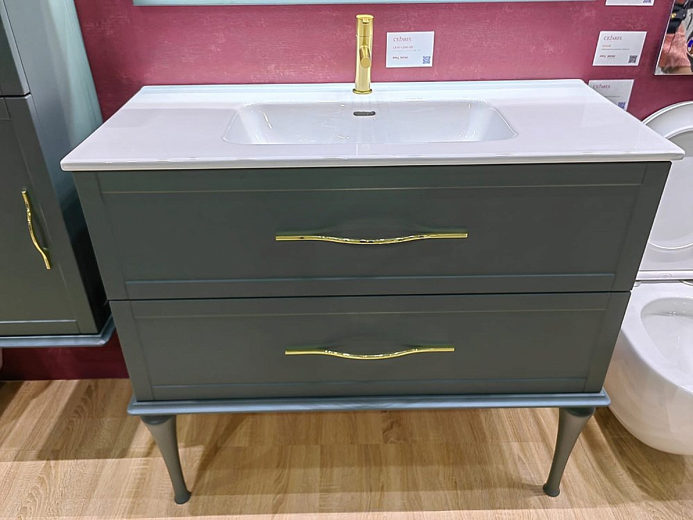Тумба с раковиной Cezares TIFFANY 100 Verde opaco для ванной в интернет-магазине Sanbest