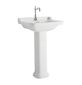 Раковина на пьедестале Kerasan Waldorf 60 417001bi+4140K1bi/cr*1 белая, заглушка хром купить в интернет-магазине Sanbest