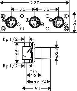 Скрытая часть термостата Hansgrohe ShowerTablet 600 13129180 купить в интернет-магазине сантехники Sanbest