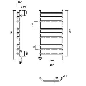 Полотенцесушитель электрический Domoterm Лаура П9 500x700 АБР E бронза купить в интернет-магазине сантехники Sanbest