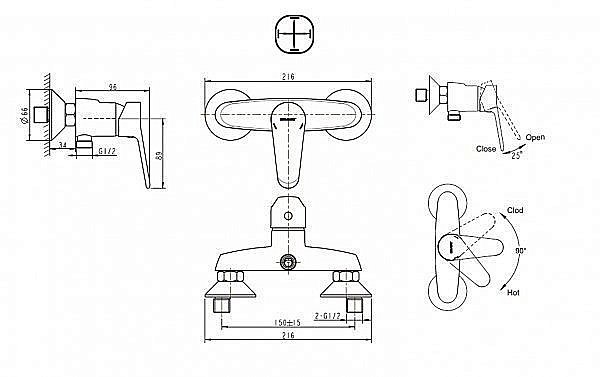 Смеситель для душа BRAVAT Eco F9111147C-01 купить в интернет-магазине сантехники Sanbest