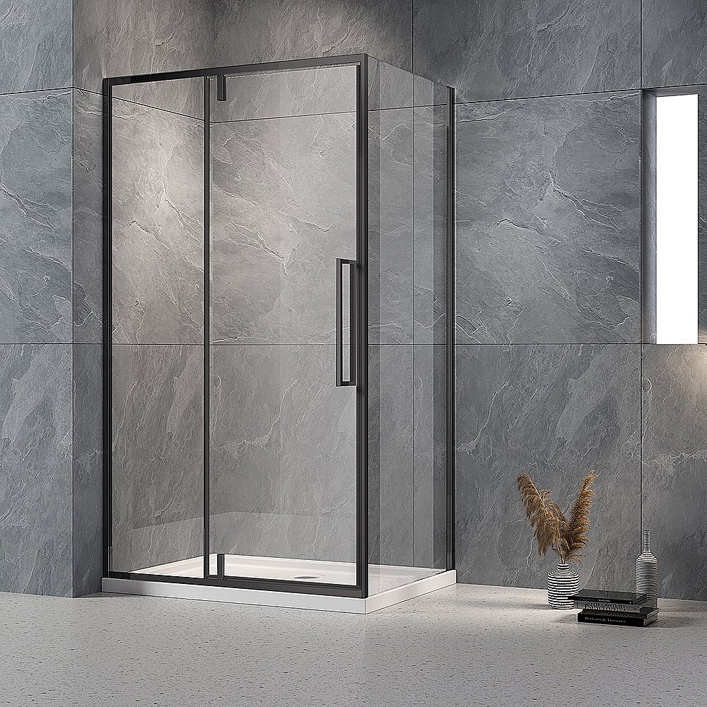 Душевой уголок Veconi Rovigo RV034B-11080-01-C7 110х80 стекло прозрачное/профиль черный матовый купить в интернет-магазине Sanbest