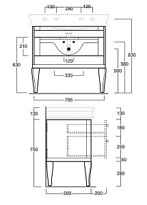 Тумба с раковиной SIMAS Lante 90 белая для ванной в интернет-магазине Sanbest