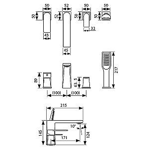 Смеситель для ванны Kaiser Terso 70122 купить в интернет-магазине сантехники Sanbest