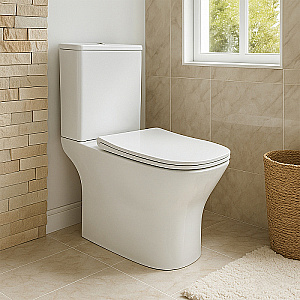 Унитаз напольный Azario Kashmir AZ-9143S белый, безободковый, с бачком, с крышкой микролифт купить в интернет-магазине Sanbest