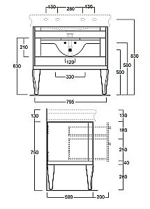 Тумба с раковиной SIMAS Lante 90 белая для ванной в интернет-магазине Sanbest