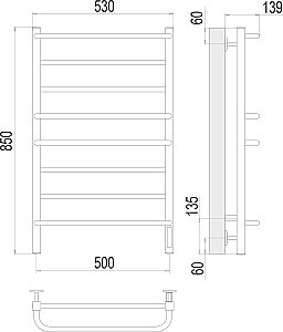 Полотенцесушитель электрический Terminus Евромикс квадро П8 500х850 quick touch купить в интернет-магазине сантехники Sanbest