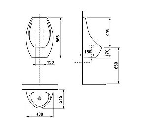 Писсуар Jika Domino 8.4110.0.000.000.1 купить в интернет-магазине Sanbest