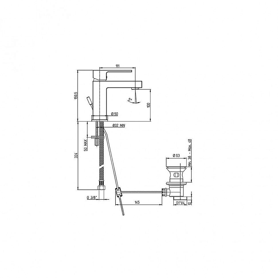 Смеситель для раковины PAINI Dax-R 84PZ211R черный матовый купить в интернет-магазине сантехники Sanbest