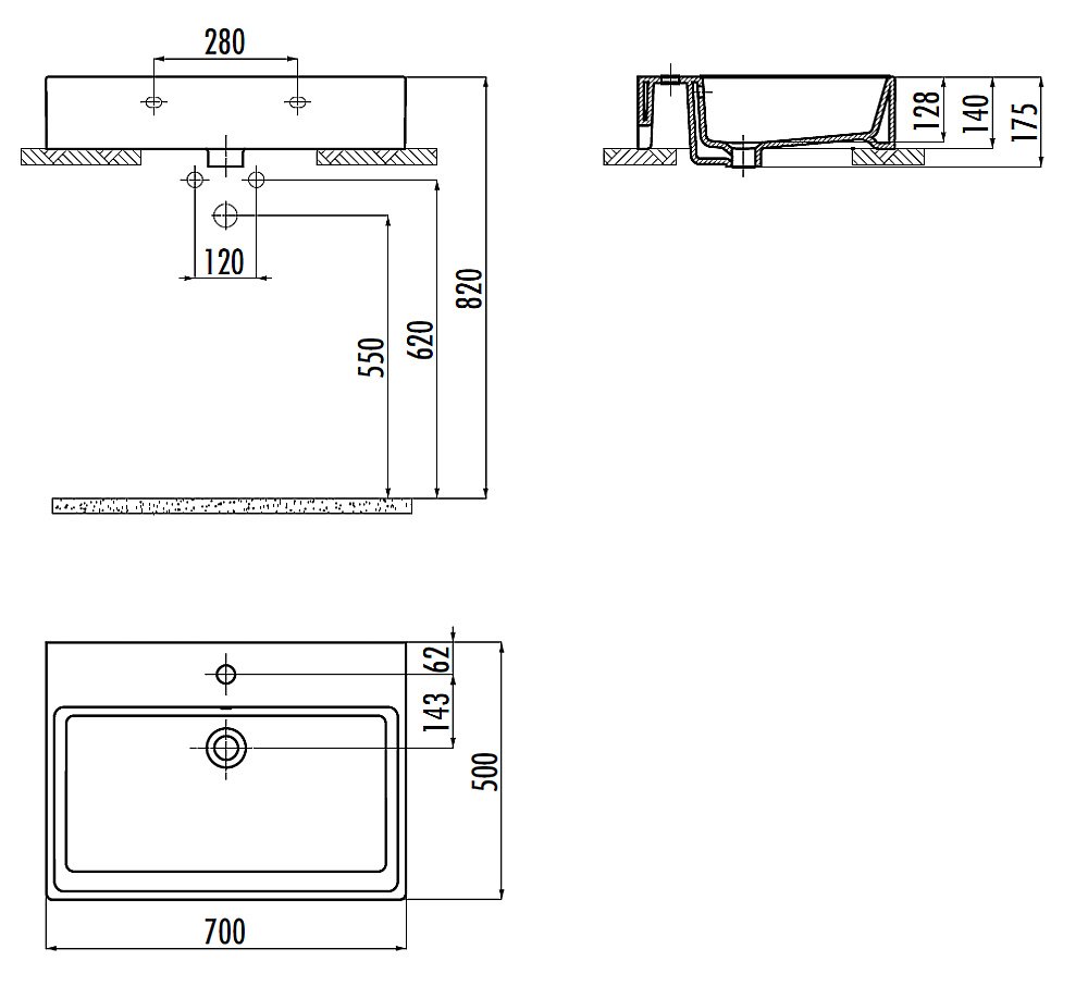 Раковина Creavit Next 70 NX270-0000 белая купить в интернет-магазине Sanbest