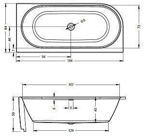 Ванна акриловая Riho Desire Corner 184x84 купить в интернет-магазине Sanbest