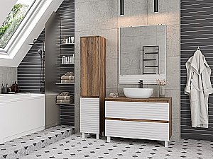 Пенал Misty Dakota 35 DAK-050350-19/01 Дуб Галифакс олово / Белый для ванной в интернет-магазине сантехники Sanbest