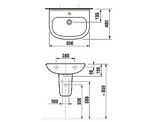 Раковина с полупьедесталом Jika Deep by Jika 65 купить в интернет-магазине Sanbest