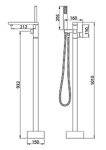 Смеситель напольный для ванны Grossman Falcon 530.K35.08.420 графит сатиновый купить в интернет-магазине сантехники Sanbest