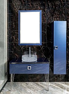 Консоль с раковиной и столешницей Armadi Art LUCIDO 770-080-BL 80 насыщенный синий для ванной в интернет-магазине сантехники Sanbest