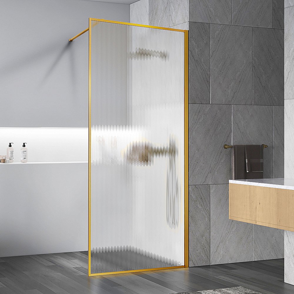 Душевая перегородка Vincea Walk-In VSW-1HP120FLBG 120 стекло рифленое/профиль брашированное золото купить в интернет-магазине Sanbest