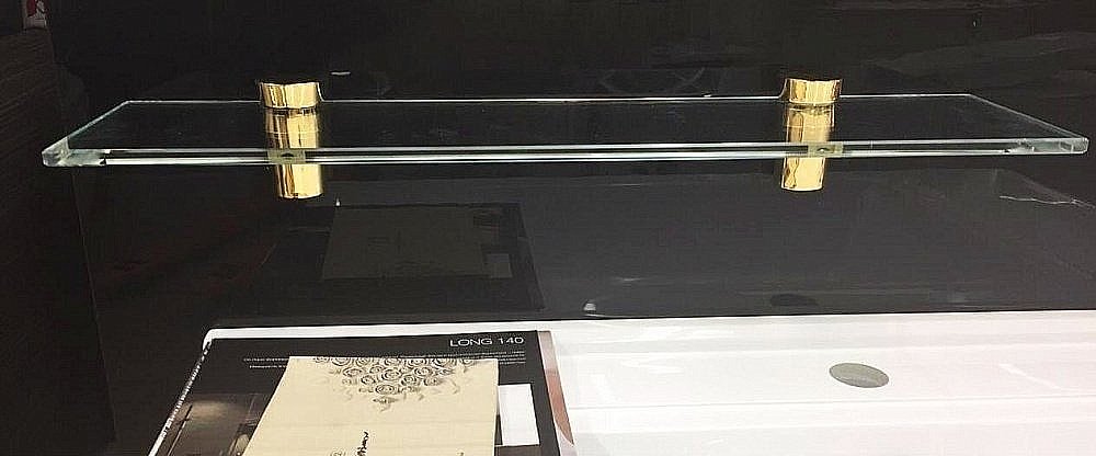 Полка стеклянная De Aqua Токката 258144 120 золото купить в интернет-магазине сантехники Sanbest
