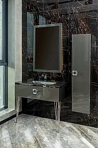 Консоль с раковиной Armadi Art LUCIDO 80 глянцевый графит для ванной в интернет-магазине сантехники Sanbest