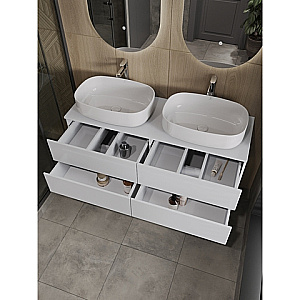 Тумба с раковиной Orange Otto 130 Ot-130TuMDF+B07-540W белая глянцевая для ванной в интернет-магазине Sanbest