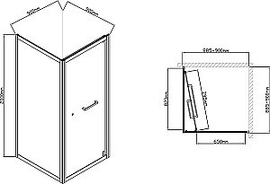 Душевая дверь Vincea Stile VSS1-2ST9090CLB 90 стекло прозрачное/профиль черный купить в интернет-магазине Sanbest