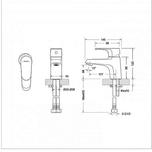 Смеситель для раковины BRAVAT Alfa F1120178CP купить в интернет-магазине сантехники Sanbest