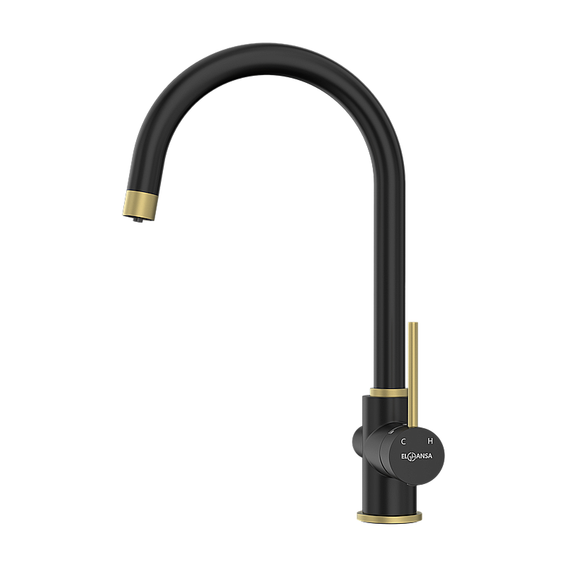 Смеситель для кухни Elghansa 56B5216-BlackGold черный матовый/золото купить в интернет-магазине сантехники Sanbest