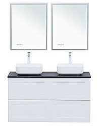 Тумба с раковиной Aquanet Терра 140 белая матовая для ванной в интернет-магазине Sanbest