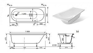 Ванна Aquanet Lotos Stone 180x80 AQ-00332894 белая купить в интернет-магазине Sanbest