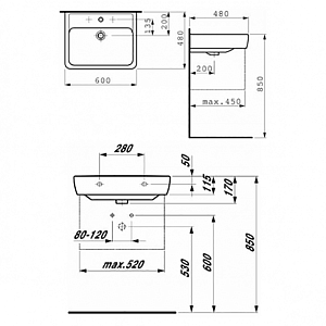 Раковина Laufen Pro 8.1895.2.000.104.1 купить в интернет-магазине Sanbest