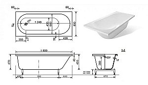 Ванна Aquanet Lotos Stone 180x80 AQ-00332894 белая купить в интернет-магазине Sanbest