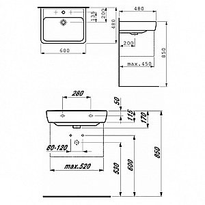 Раковина Laufen Pro 8.1895.2.000.104.1 белая купить в интернет-магазине Sanbest