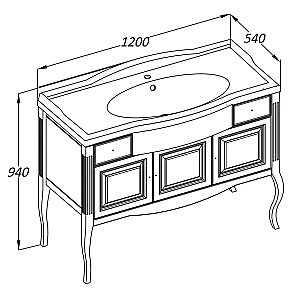 Тумба с раковиной Опадирис Лаура 120 белая/swarovski хром для ванной в интернет-магазине Sanbest